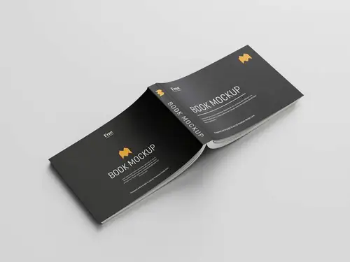 横向版式书籍设计提案样机PSD模板 Landscape book mockup 样机模版