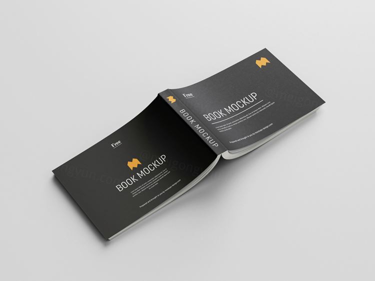 横向版式书籍设计提案样机PSD模板 Landscape book mockup