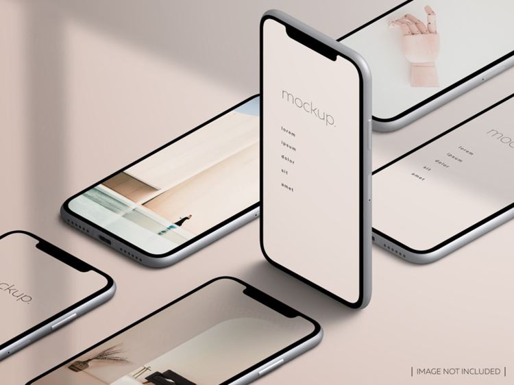 高品质欧美极简主义苹果手机APP设计UI界面贴图展示样机PSD模板素材