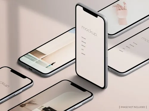 高品质欧美极简主义苹果手机APP设计UI界面贴图展示样机PSD模板素材