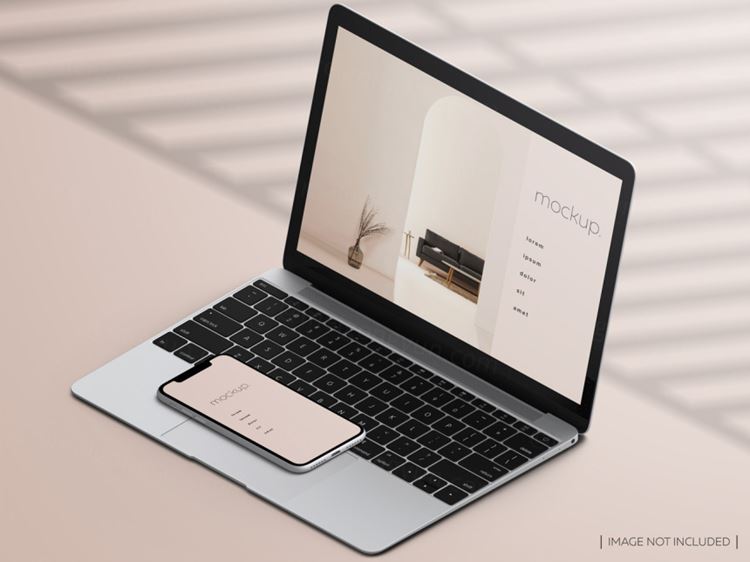 高品质欧美极简主义苹果手机笔记本网页UI设计展示样机PSD模板素材