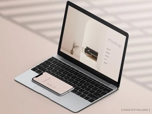 高品质欧美极简主义苹果手机笔记本网页UI设计展示样机PSD模板素材