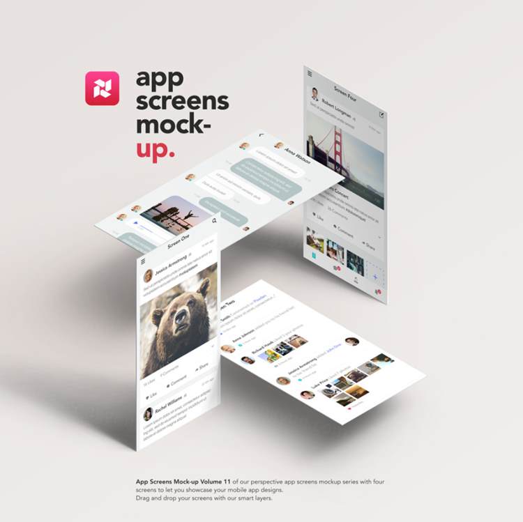 多屏幕透视模型样机 Perspective App Screens Mock-Up 11