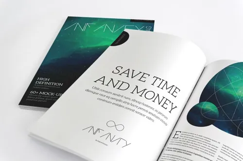 杂志画册设计样机 A4 Magazine Mockup for Spread Page amp;amp; Cover 02