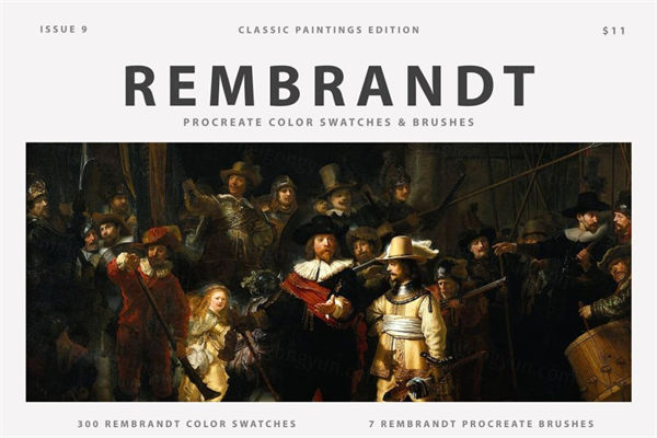 伦勃朗世界名画配色画板油画笔水彩画笔笔刷 Rembrandt\'s Ar