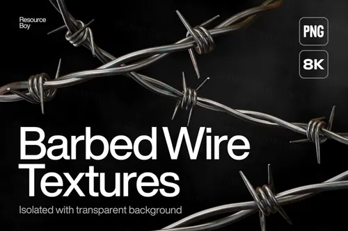 60款高质量酸性艺术粗犷铁丝网纹理PNG免扣素材 Barbe