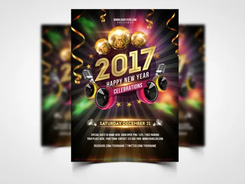 New Year  Party Flyer PSD