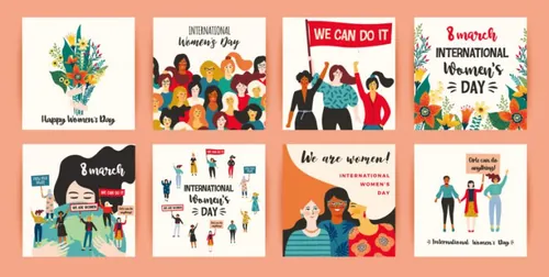 母亲节妇女节女神节另类配色风格卡片海报横幅EPS矢量插画素材