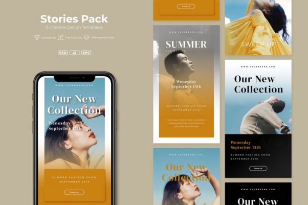 时尚简约多用途的海报bannerafr-stories-pack