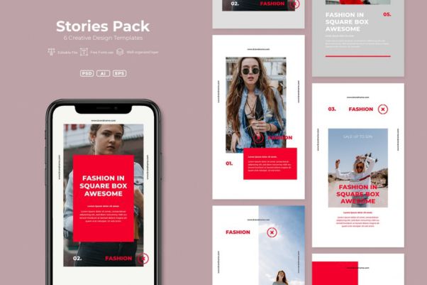 时尚高端简约流行风格的高品质海报srtp-stories-pack