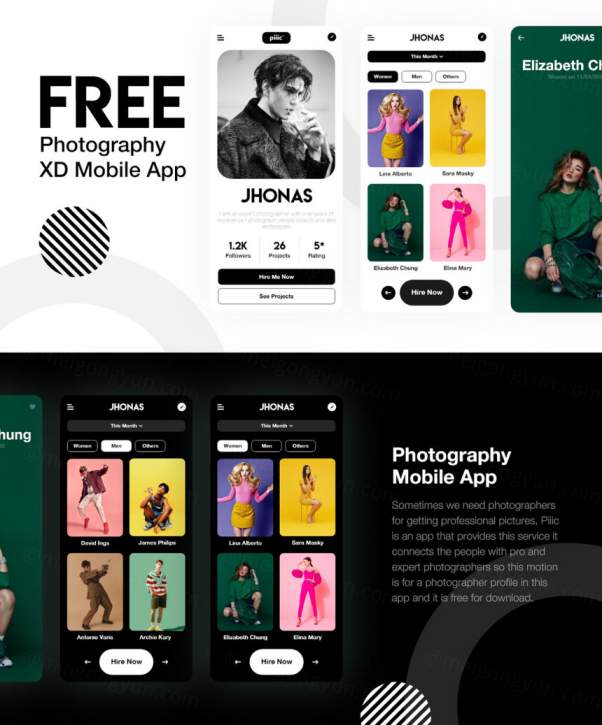 摄影师个人博客APP界面设计素材 Photography App Fo