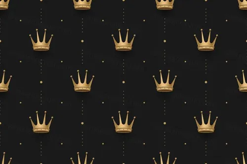 金色皇家王冠皇冠矢量平铺图案装饰EPS矢量素材 Golden royal