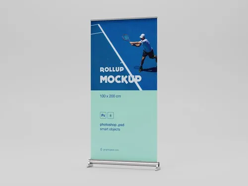 企业/品牌/店铺宣传X展架易拉宝广告样机模板 Rollup Mockup 100 x 200cm...