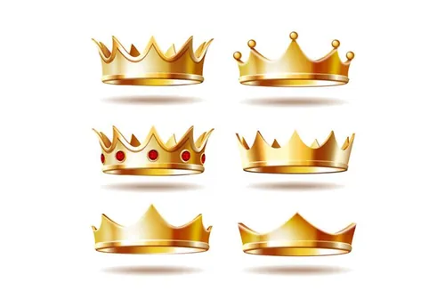 金色皇冠国王桂冠女王冠冕图标合辑插图元素装饰EPS矢量素材