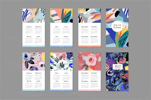 年日历创意手绘涂鸦矢量插图素材 -calendars-planners