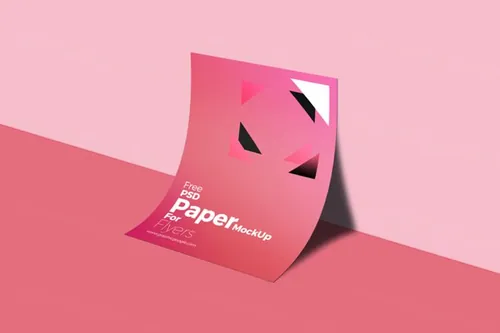弯曲效果A4纸模型PSD贴图模板A4 Paper Free PSD Mockup