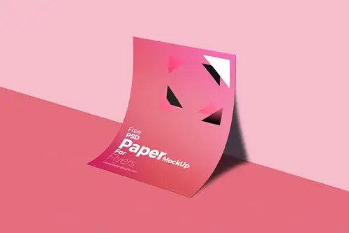 弯曲效果A4纸模型PSD贴图模板A4 Paper Free PSD Mockup 样机模版
