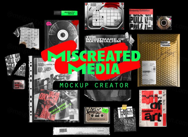 价值49美元！无与伦比的复古做旧设计样机合集包Miscreated Media Mockup Creator