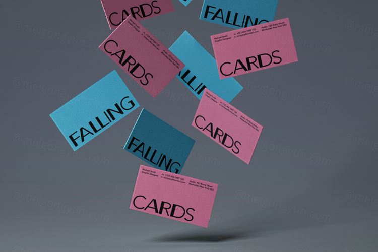 失重的名片品牌VI设计提案展示样机模板 Falling Ps