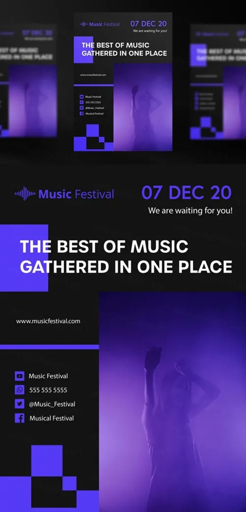 另类音乐节摇滚演唱会宣传广告海报PSD模板 Music festival post template