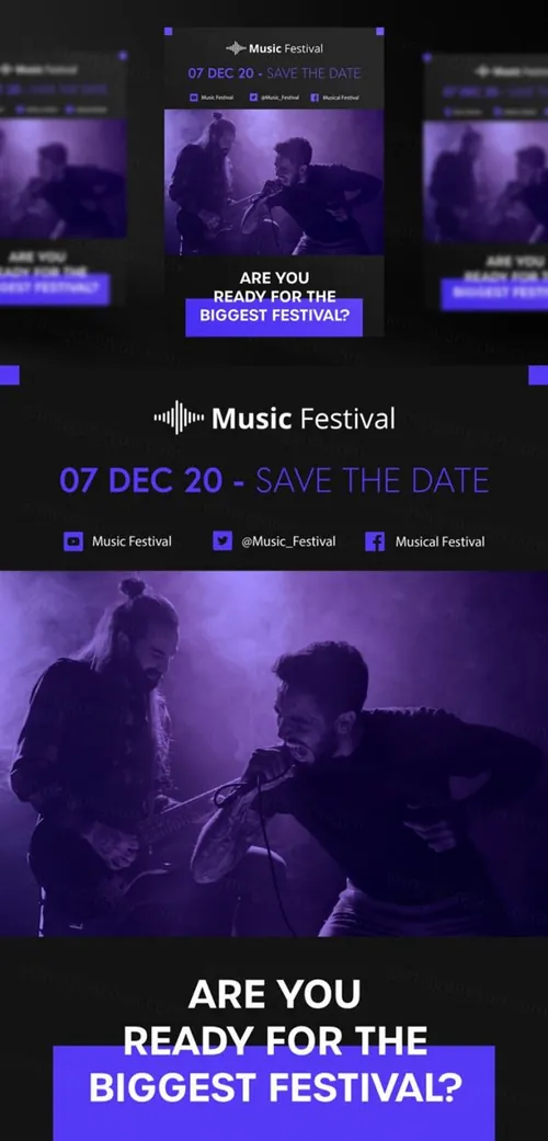 另类音乐节摇滚演唱会宣传广告海报PSD模板 Music festival post template