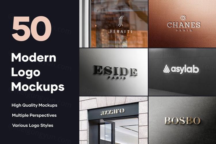 50套品牌商标LOGO设计场景提案PSD样机模板 50 Lo