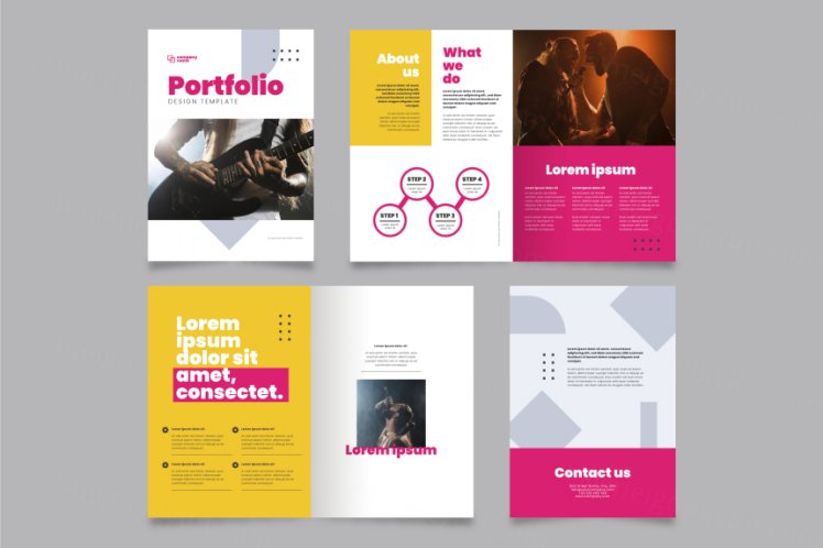 创意工作室简介自由工作者个人简历矢量设计模板素材 Creative Portfolio templates