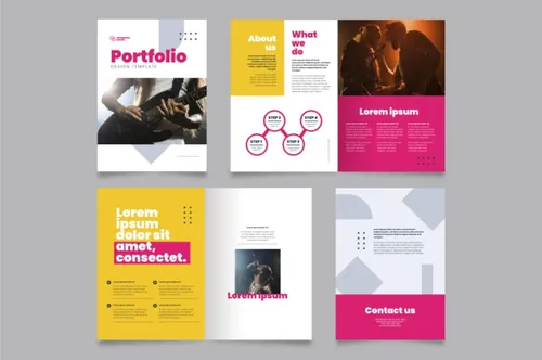 创意工作室简介自由工作者个人简历矢量设计模板素材 Creative Portfolio templates