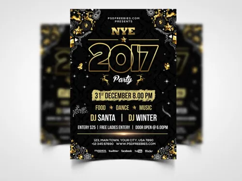 New Year Party Flyer PSD Template