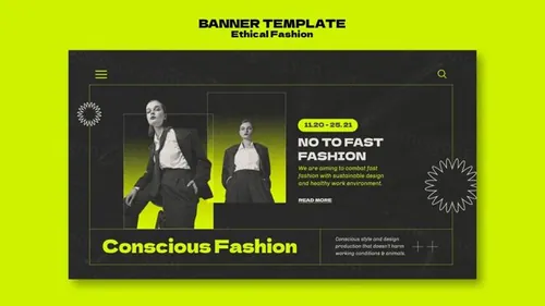 欧美道德时尚大牌酸性艺术大胆配色排版设计落地页横幅海报PSD模板素材