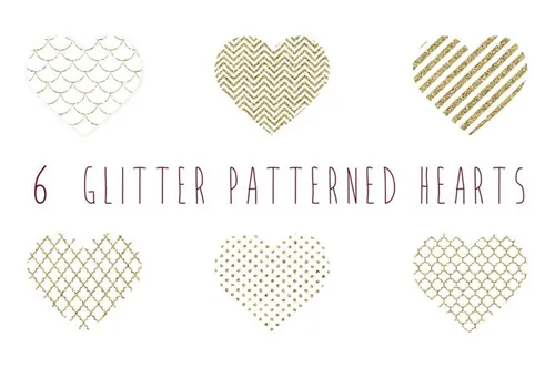 闪亮的金色爱心图案 Glitter patterned gold