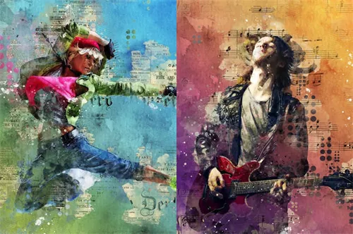 融合乐谱艺术气息的ps动作concept-mix-art-photos