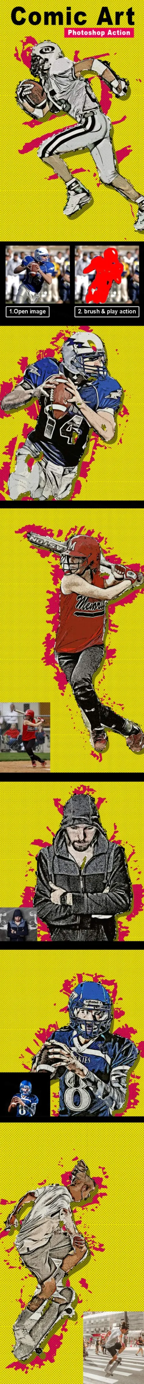 漫画艺术素描照片处理效果ps动作Comic Art Photoshop Action