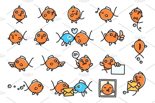 金鱼矢量插画图标 Goldfish – character design