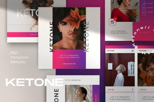 时尚优雅的女性Ins新媒体宣传排版海报PSD模板 KETONE - S