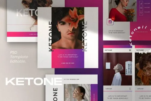 时尚优雅的女性Ins新媒体宣传排版海报PSD模板 KETONE - S