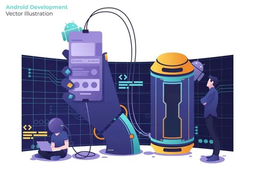 有创意的安卓开发应用开发概念矢量插画android-developer-vector