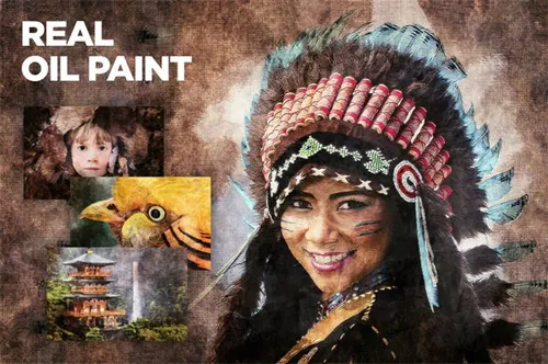 逼真油画或插画特效ps动作real-oil-painting