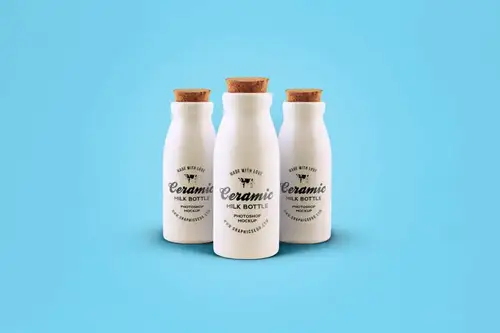 陶瓷瓶模型PSD贴图模板Ceramic Bottles PSD MockUp 样机模版