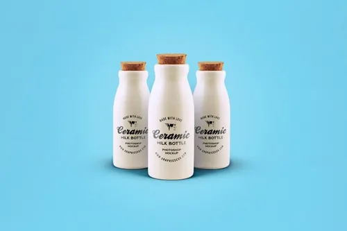 陶瓷瓶模型PSD贴图模板Ceramic Bottles PSD MockUp