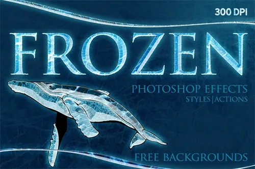 炫酷冰冻元素效果ps动作FROZEN Photoshop