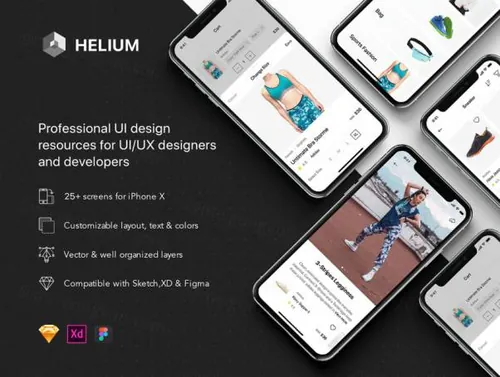 时尚运动品牌移动电商平台APP界面UI素材 Helium - Fash