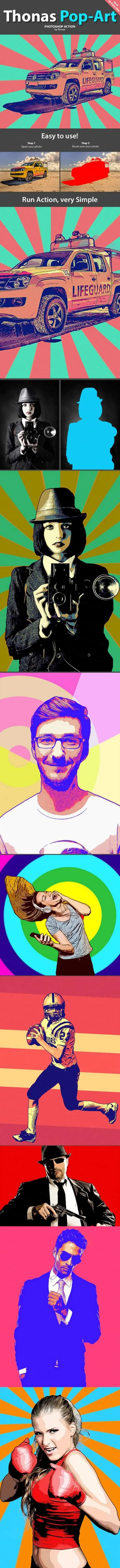 复古经典波普流行艺术照片处理效果Thonas Pop-Art