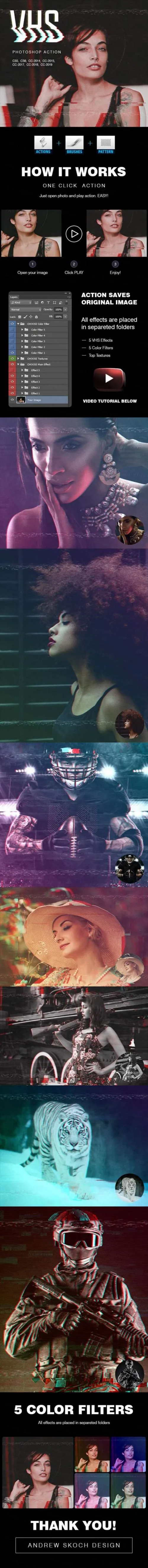 VHS信号故障失真效果PS动作VHS Photoshop