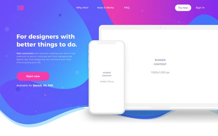 网页设计APP移动界面毕业设计作品网页展示样机模板 Creative Headers