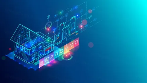 智能家居Wi-Fi无线控制IOT物联网家庭自动化智能设备概念宣传矢量插画素材 Smart home