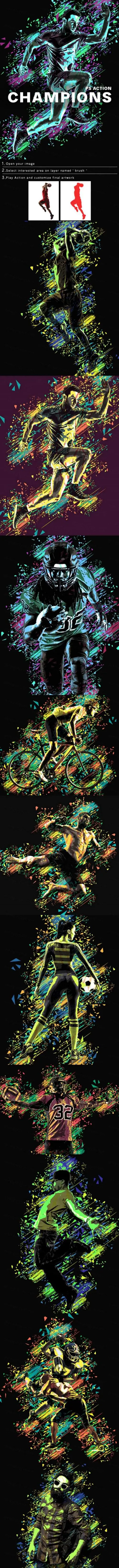 多彩纸屑碎片效果ps动作CHAMPIONS PHOTOSHOP