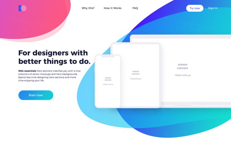 网页设计APP移动界面毕业设计作品网页展示样机模板 Creative Headers