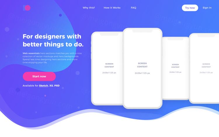 网页设计APP移动界面毕业设计作品网页展示样机模板 Creative Headers