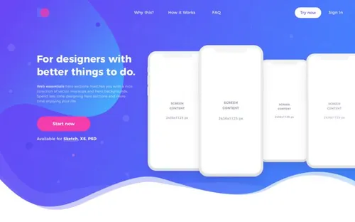 网页设计APP移动界面毕业设计作品网页展示样机模板 Creative Headers